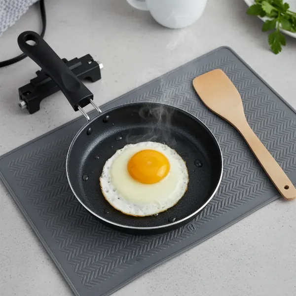 6-inch Brentwood SK-45 electric skillet cooking a single fried egg in a small kitchen.