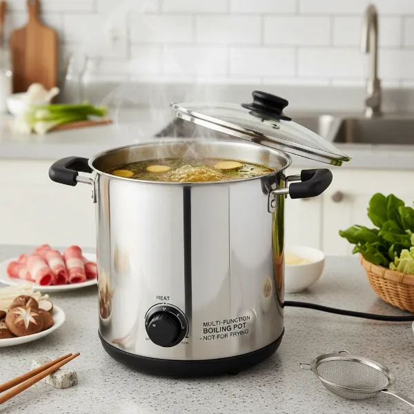 An electric hot pot with tall sides, unsuitable for deep frying due to design.