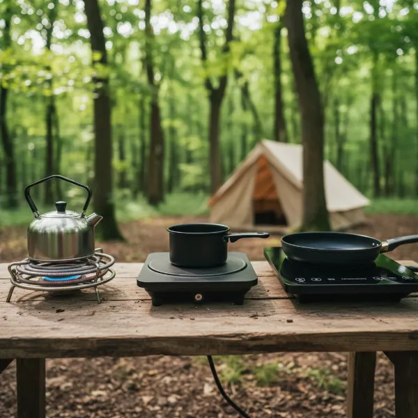 Different types of portable electric burners for camping, showing coil, cast iron, and induction. A visual guide for choosing the right one.