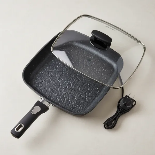 Starfrit The Rock Electric Skillet with 12x12 inch cooking surface and Rock.Tec non-stick.